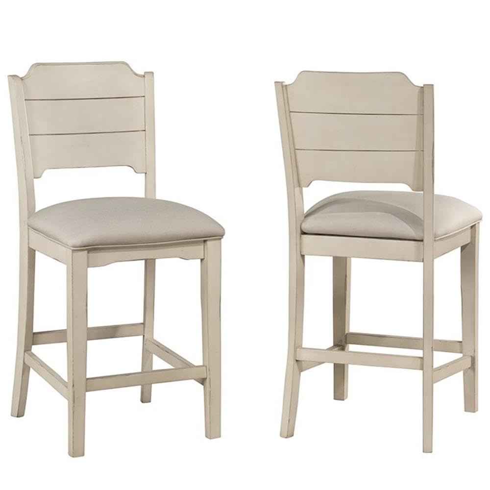 Furniture Hillsdale Clarion Round Counter Height Open Back Stools, Distressed Gray/Sea