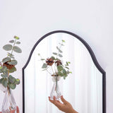 30x20 Black Arch Mirror with Shelf - Matte Metal Frame Wall Mirror