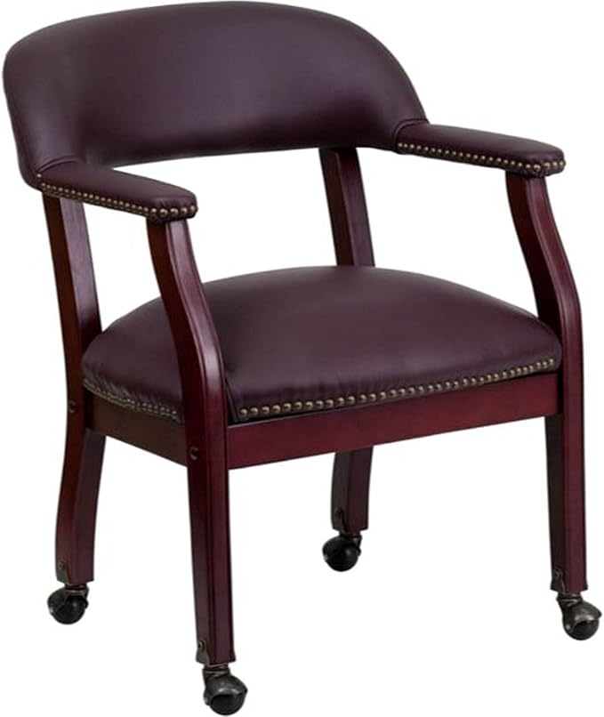 Sarah Black Vinyl Luxurious Conference Chair with Accent Nail Trim and Casters