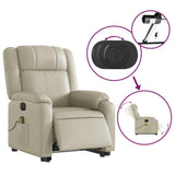 Electric Massage Recliner Chair - Cream Faux Leather Armchair with Power Lift, Reclining & Vibration Features for Living Room