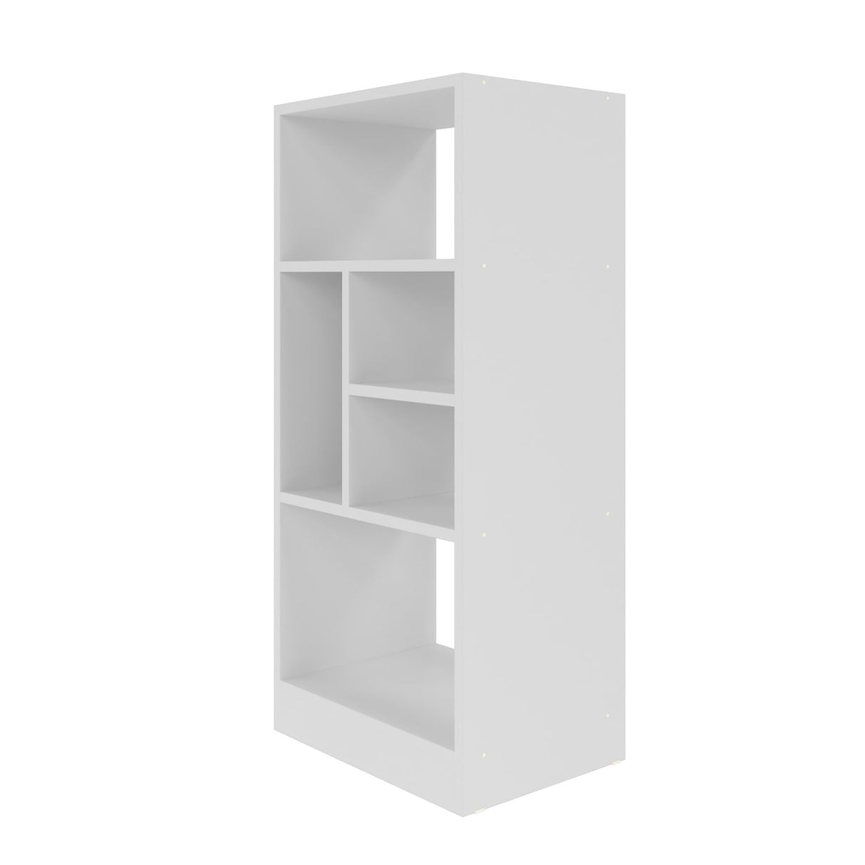 Comfort Valenca 2.0 Bookcase with 5 Unique Shelves, 35-Inch Tall, Space-Saving Mid Century Modern Bookshelf with Open Design, Free Standing Storage Display, Easy Assembly, White