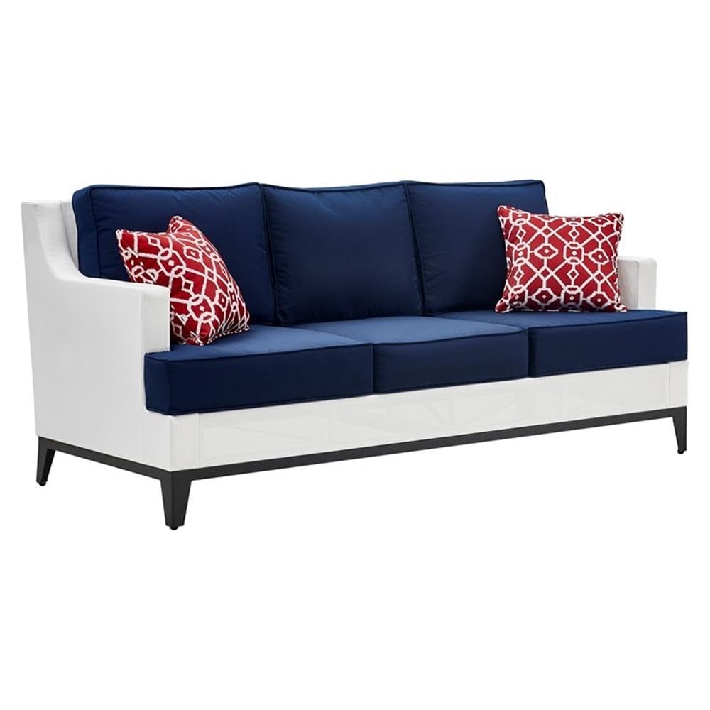 Hampton Outdoor Mesh Sofa Coastal White and Navy