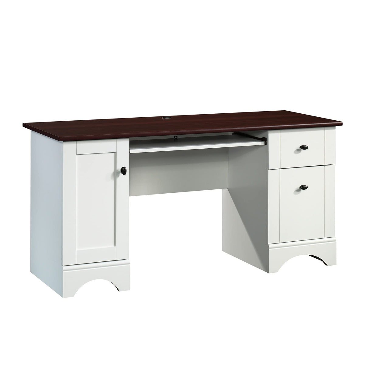 Miscellaneous Office Computer Desk with Drawers, Soft White