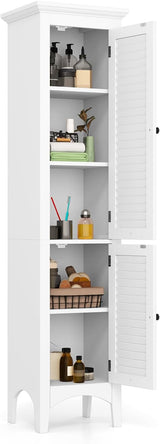 63" Tall Bathroom Storage Cabinet, Freestanding Narrow Linen Tower