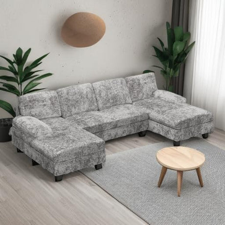 Convertible Sectional Sofa Couch, 4 Seat Sofa Set