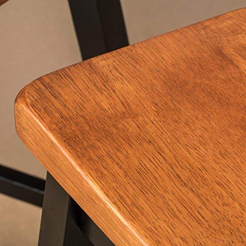 Christopher Knight Home Pomeroy 24" Saddle Stools, 2-Pcs Set, Walnut / Black