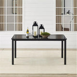 Kaplan 6-Person Rectangular Outdoor Dining Table with Umbrella Hole for Outside Patio