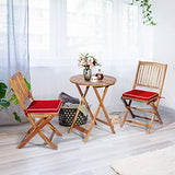 3 Pieces Patio Bistro Set, Acacia Wood Folding Bistro Set with Round Coffee