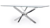 Modern Cortez 79" Clear Glass Dining Table with Polished Stainless Steel Base