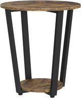 Industrial Small Round End Side Table for Living Room Set of 2