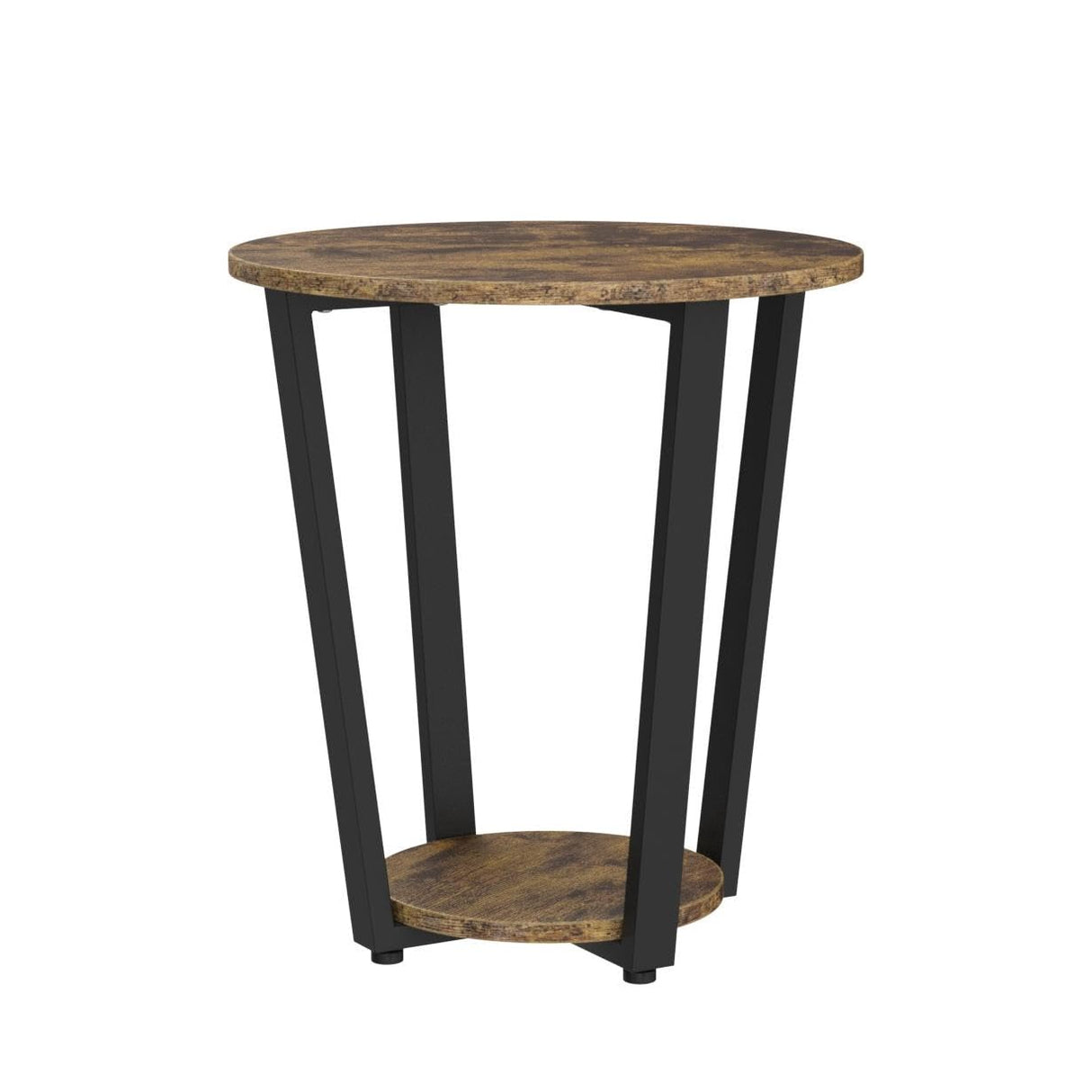 Industrial Small Round End Side Table for Living Room Set of 2