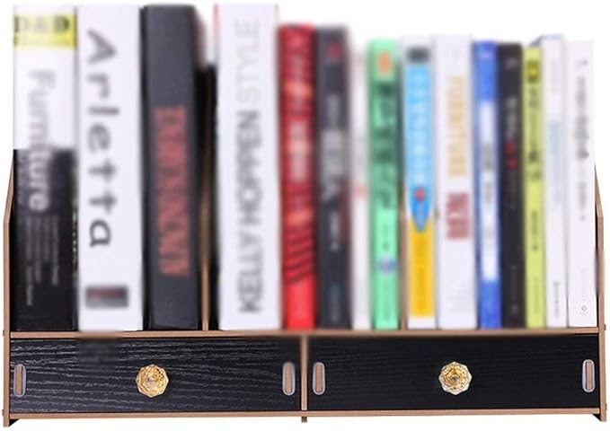 Book Shelf Storage Rack File Rack Simple Wooden Bookshelf Information Desktop Creative Office Multi-Layer Shelf Bookshelf Bookcase(Color:A)