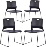 Waiting Room Chairs, Pack of 4 Plastic Chairs Office Guest Chairs & Reception Chairs Staking Chairs for Meeting Room,