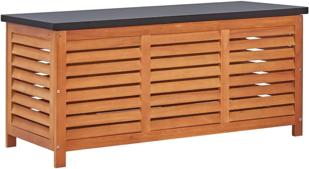 Rustic Solid Eucalyptus Garden Storage Box 46.1X19.7X21.7 in Indoor Outdoor