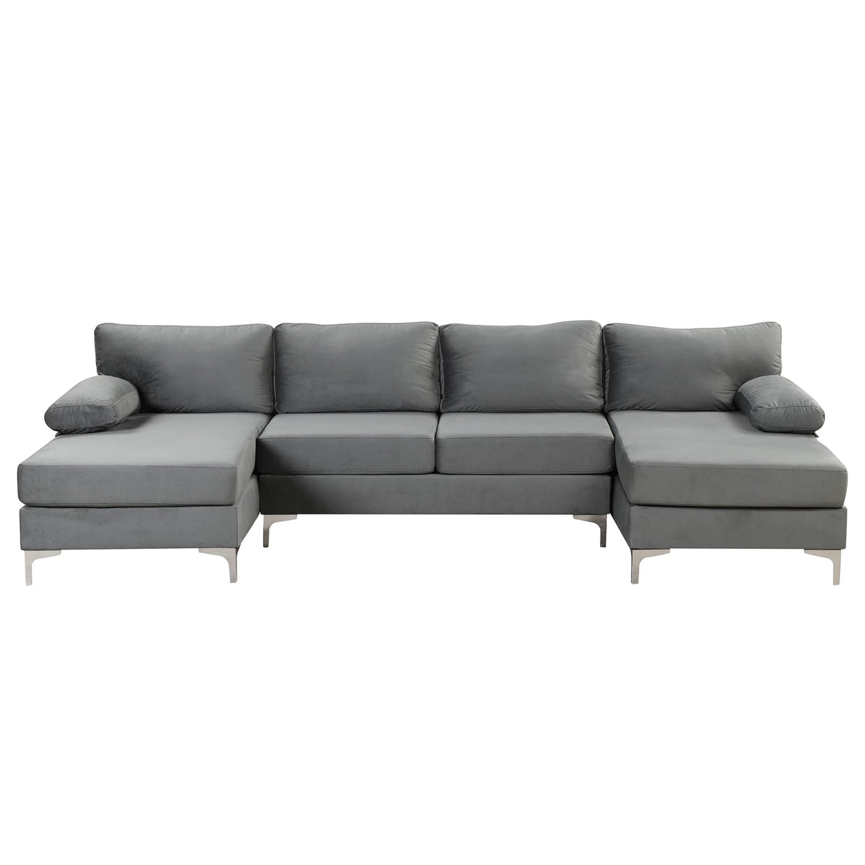 Large Velvet Fabric U-Shape Sectional Sofa, Double Extra Wide