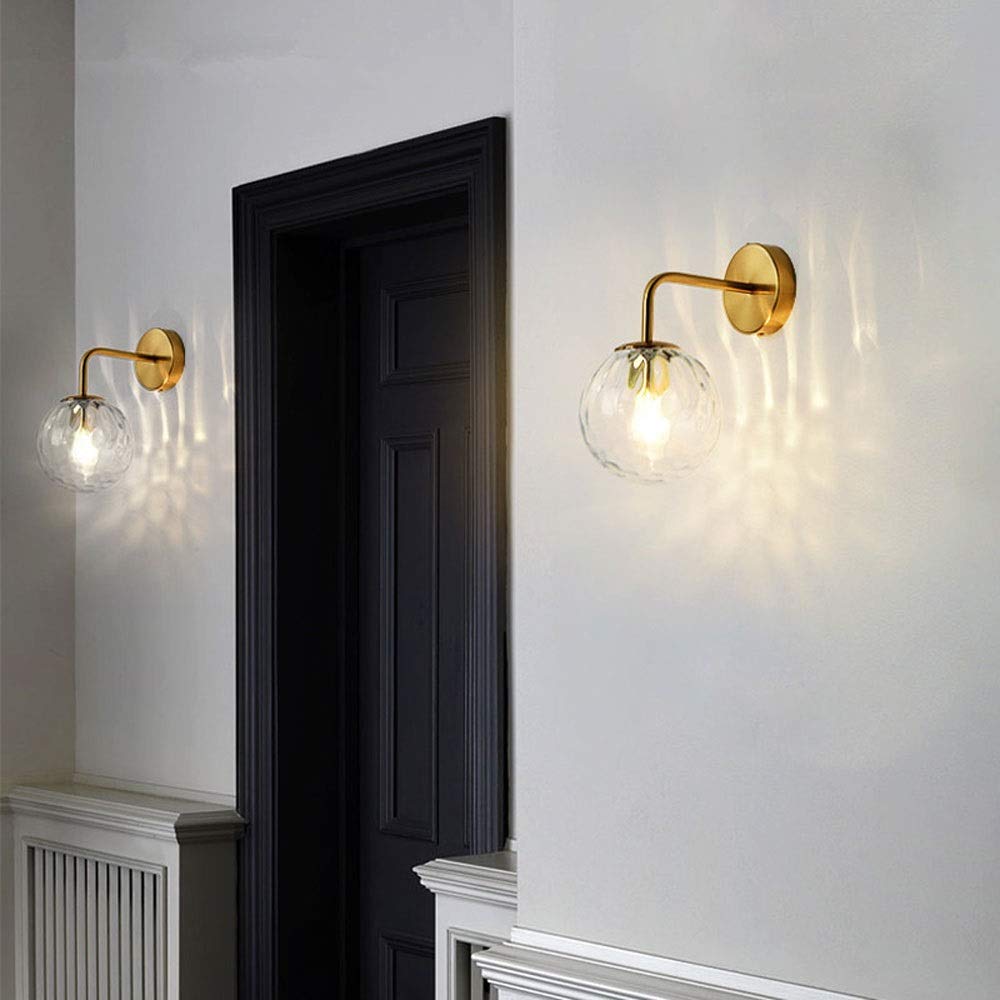 Modern Glass Ball Wall Lamp Iron Art Wall Light Sconce for Restaurant Living Room Bathroom