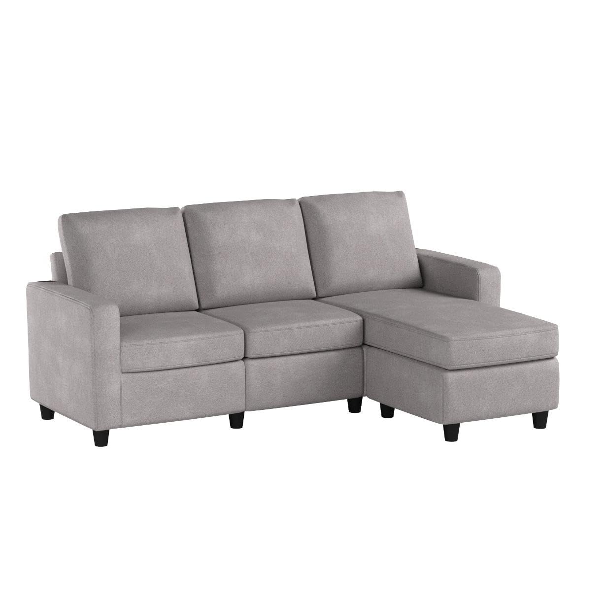 Convertible Sectional Sofa, L Shaped Couch with Linen Fabric