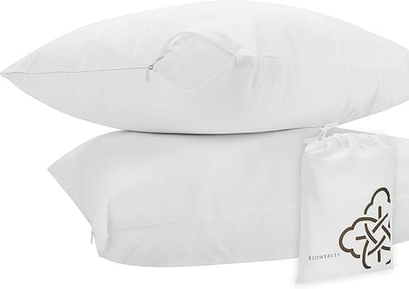 100% Organic Cotton Breathable Pillow Protectors GOTS Certified with Zipped Closure – Standard