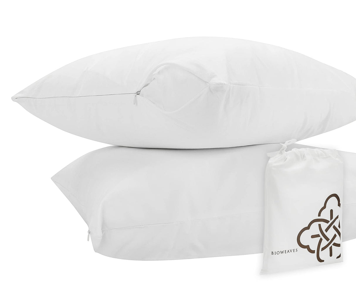 100% Organic Cotton Breathable Pillow Protectors GOTS Certified with Zipped Closure – Standard