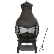 Wood Burning Fire Pits Chimenea Outdoor Fireplace Wooden Firepit, Brown-Black