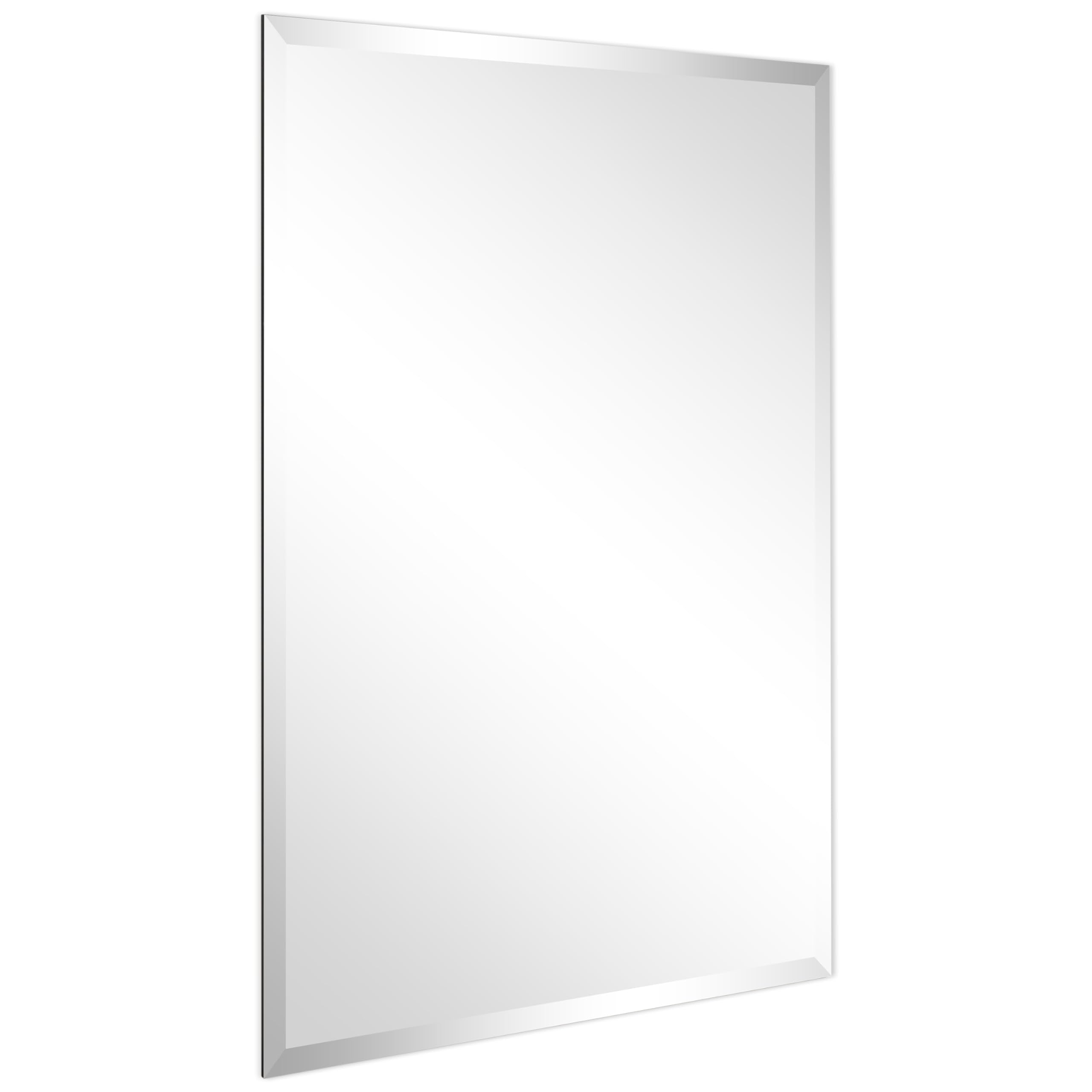 Frameless Beveled Wall Mirror, Rectangular  Beveled Edge