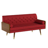 GDFStudio Christopher Knight Home Aidan Mid Century Modern Tufted Fabric Sofa, Red