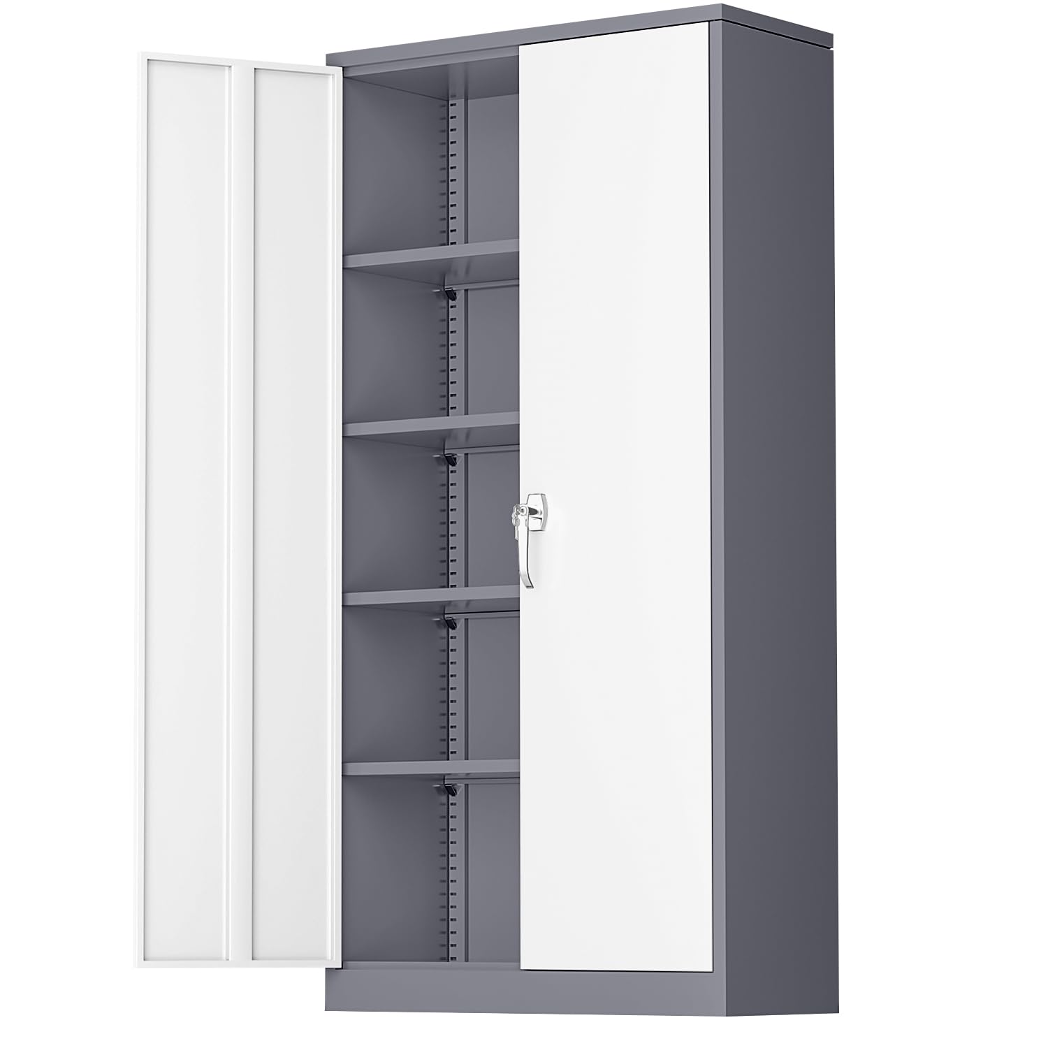 Greenvelly Metal Storage Cabinet, 72" Locking Metal Garage Cabinet with 2 Doors and 4 Adjustable Shelves, Steel Tool Cabinets, Lockable Filling Cabinet for Home, Office, Garage, School(36" W x 18" D)