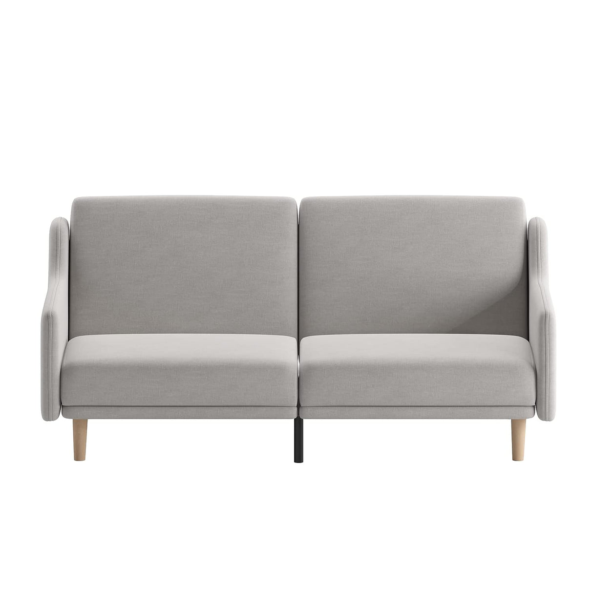 Delphine Convertible Split Back Sofa Futon - Gray Faux Linen Upholstery