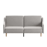 Delphine Convertible Split Back Sofa Futon - Gray Faux Linen Upholstery