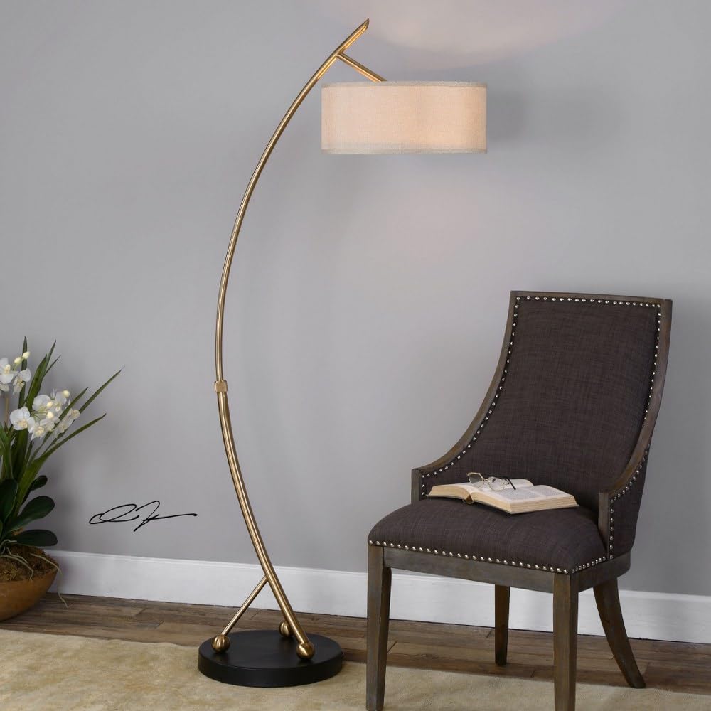 Vardar Brushed Brass Floor Lamp with Matte Black Accents