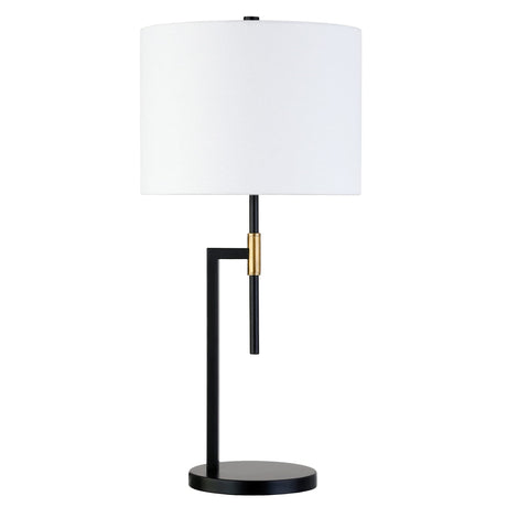 25" Tall Table Lamp with Fabric Shade in Matte Black/Brass