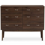 studio DISA Mid-Century Modern Walnut Brown Finished 6-Drawer Dresser Brown//Medium Wood/Mid-Century/Particle Board/MDF