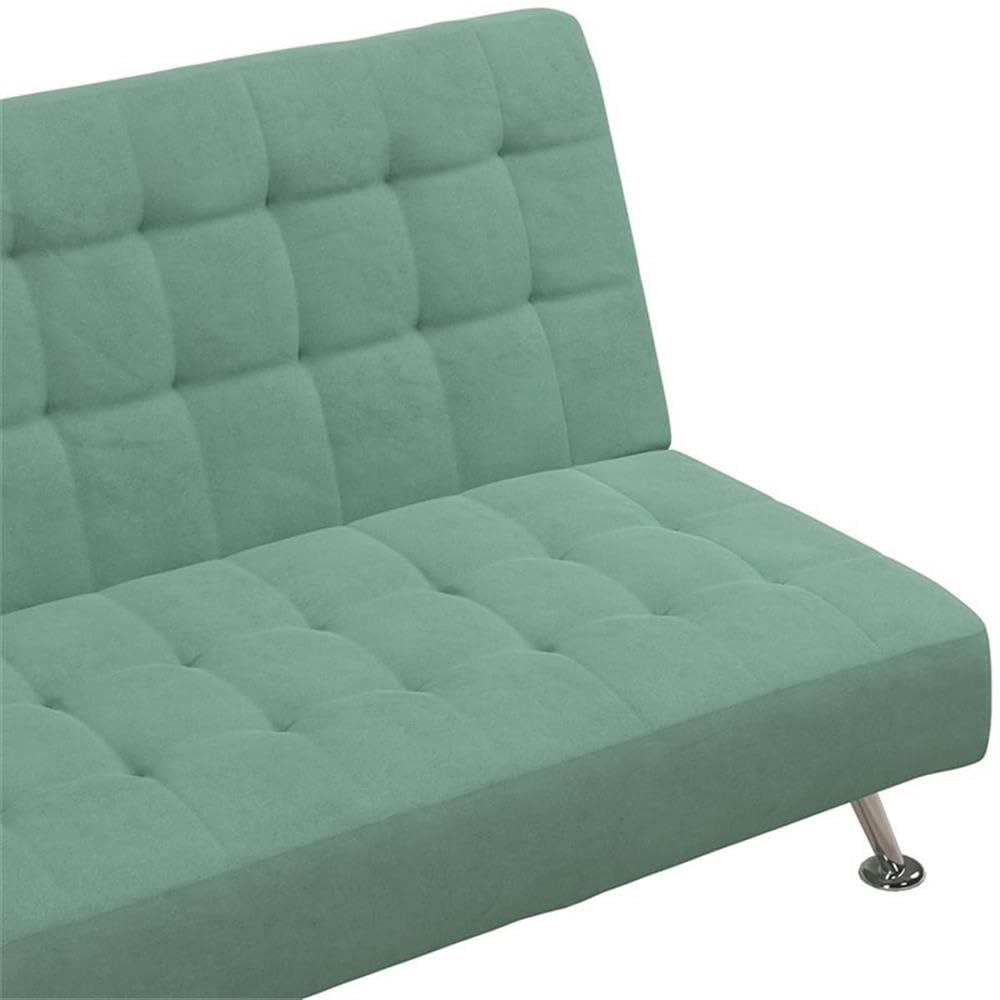 Kids Tufted Futon, Convertible Sleeper Sofa in Teal and Chrome