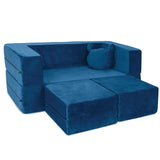 Modular Kids Sofa for Toddler and Baby Playroom/Bedroom Furniture (Navy Blue) with Bonus Pillow