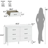 JOZZBY Dresser for Bedroom with 6 Drawers, Modern White Dresser with Metal Handles, Wood Storage Organizer Chest of Drawers for Nursery, Hallway