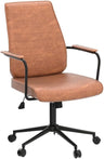 Brown Leather Executive Office Chair - Adjustable Mid-Back Swivel Desk Chair