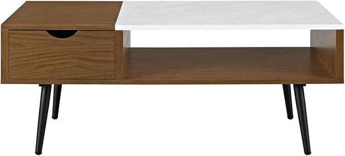 Montclair Mid Century Modern Two Toned 1 Drawer Coffee Table, 42 Inch