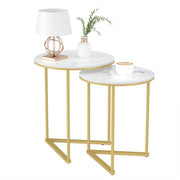 Nesting Side Table Set of 2 Gold Marble Nesting Accent Table Set