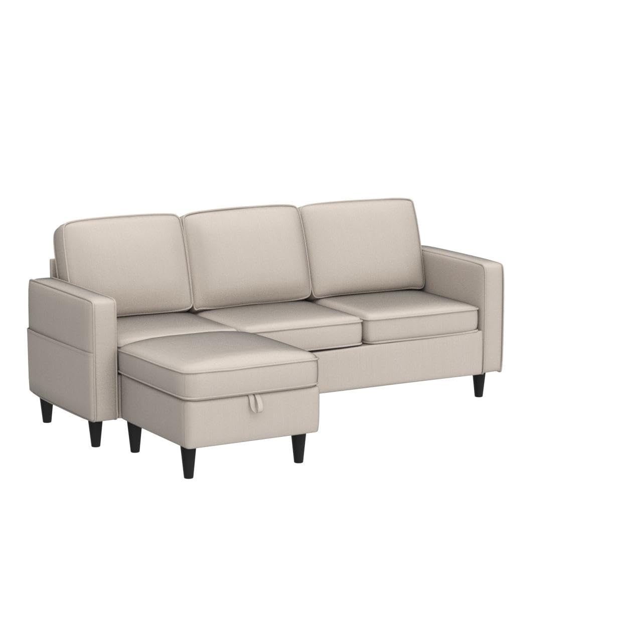 78" W Convertible Combination Sofa, L-Shaped Sofa, Linen Couch