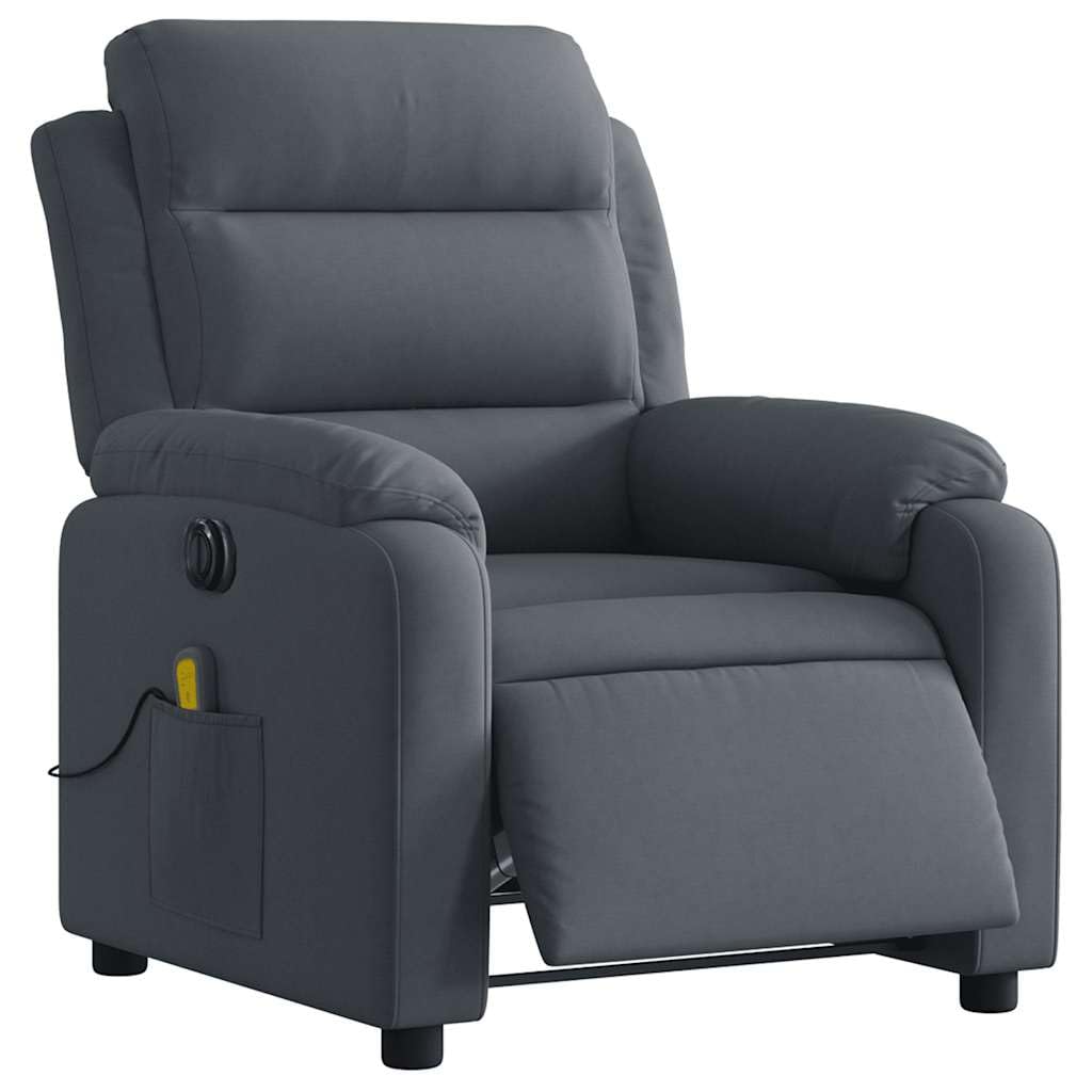 vidaXL Dark Gray Velvet Electric Massage Recliner - Motorized Footrest/Backrest Adjustment, Vibrating 6-Point Massage with Side Pocket