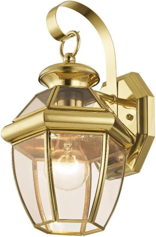 1 Light Outdoor Wall Lantern in Traditional Style 7 inches Wide by 12.5 inches High-Polished Brass Finish 218-Bel-731625