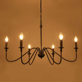 6-Light Iron Chandelier Black Farmhouse Chandelier Classic Candle Ceiling Pendant