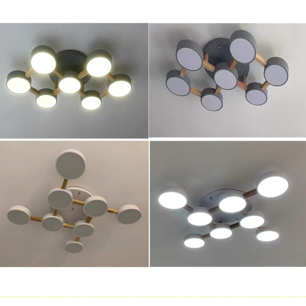 44-Inch LED Ceiling Light Fixture - 8-Light Modern Flush Mount Chandelier