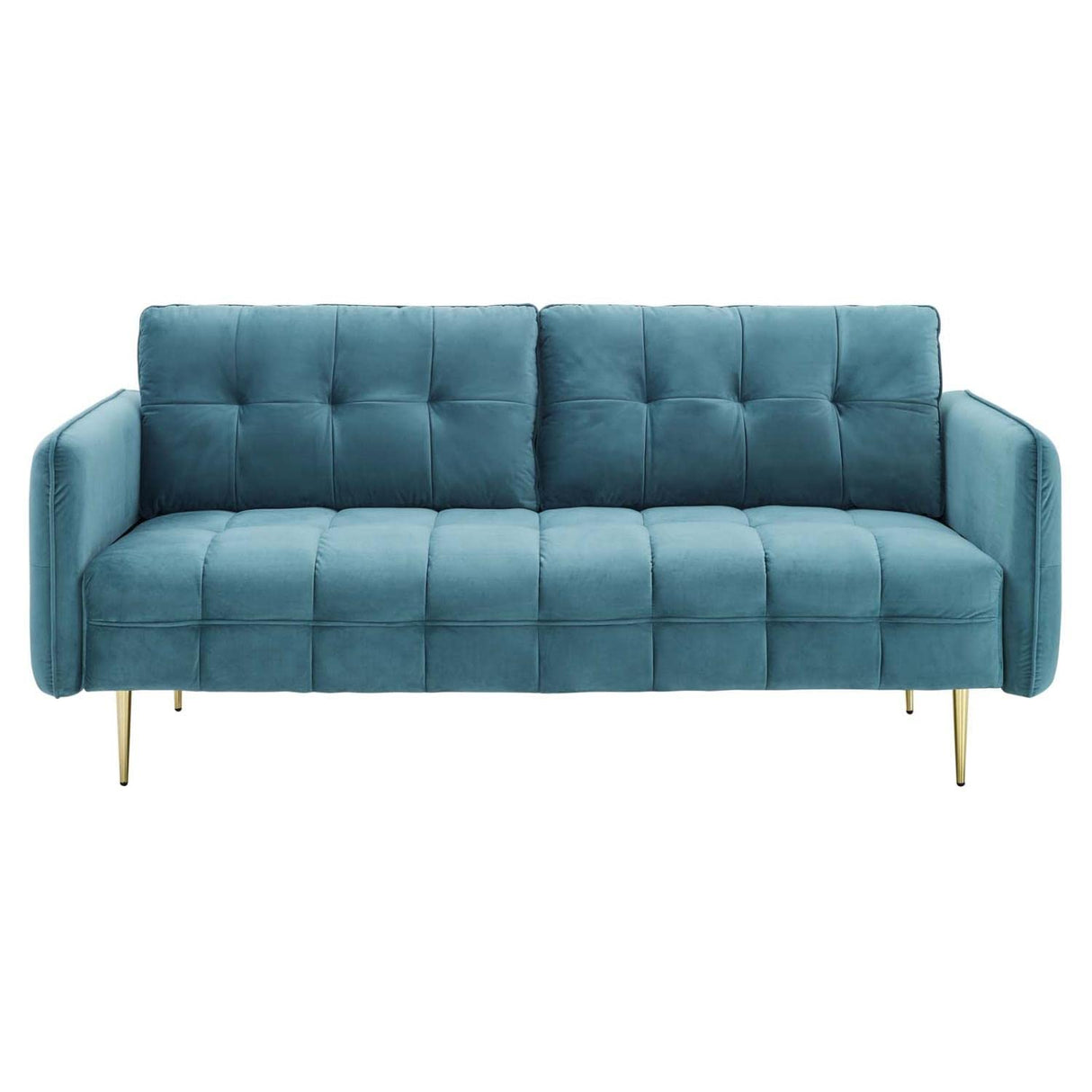 Cameron Tufted Performance Velvet Sofa in Sea Blue