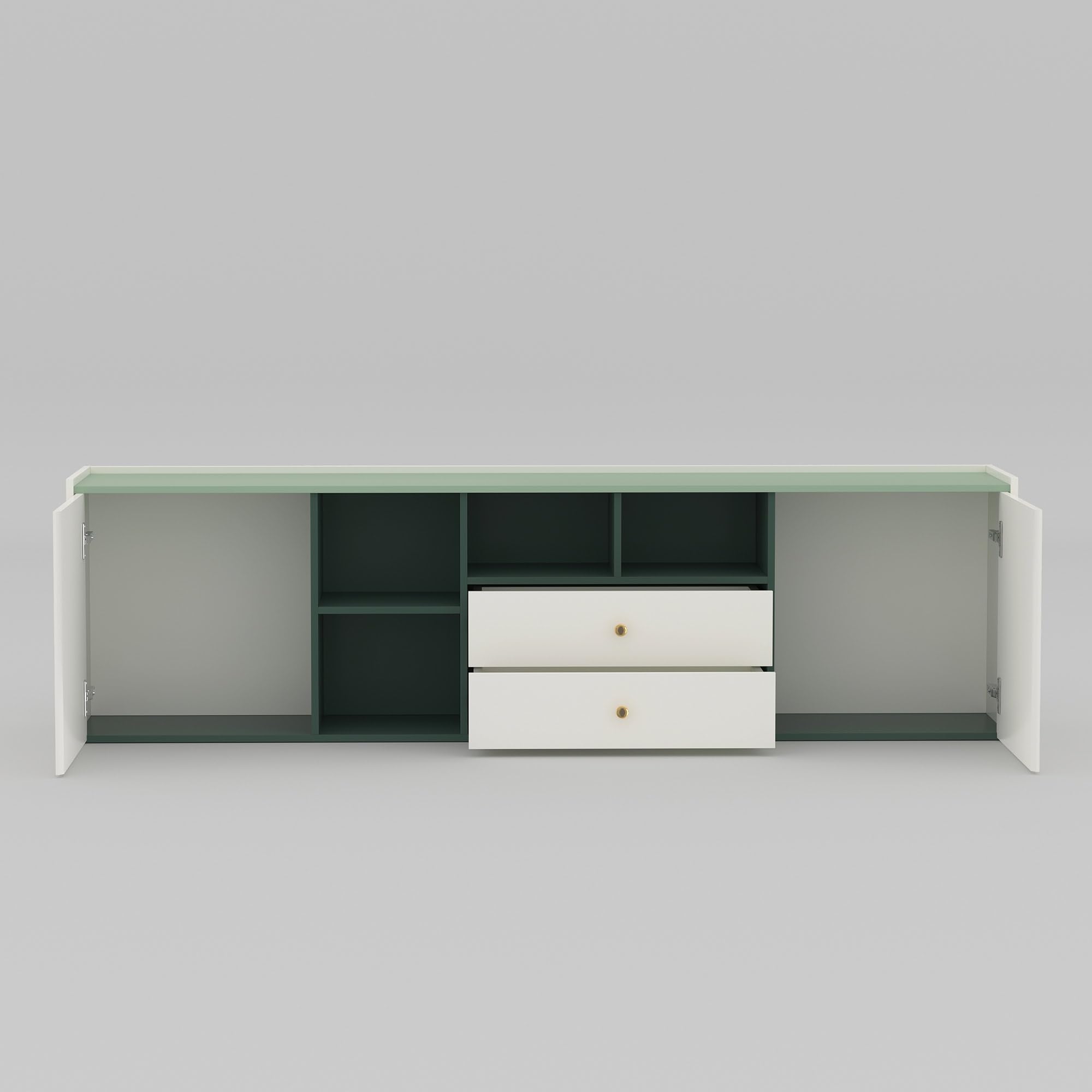 78.74" Modern TV Stand with Storage - Green & White Entertainment Center