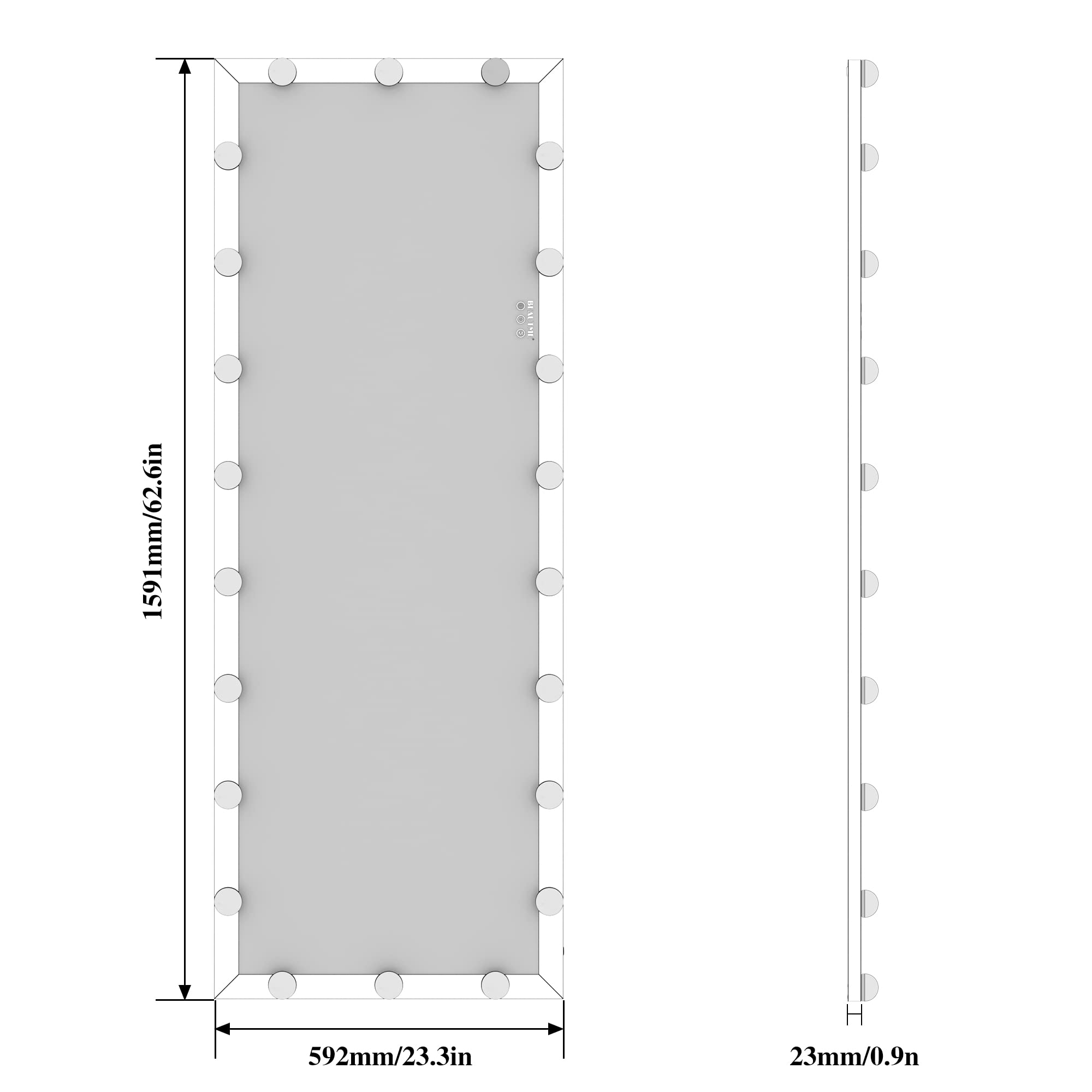 65" x 24" LED Full Length Mirror - Dimmable Standing & Wall Mount