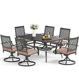 7PCS Patio Dining Set, Large Rectangular Metal Top Table