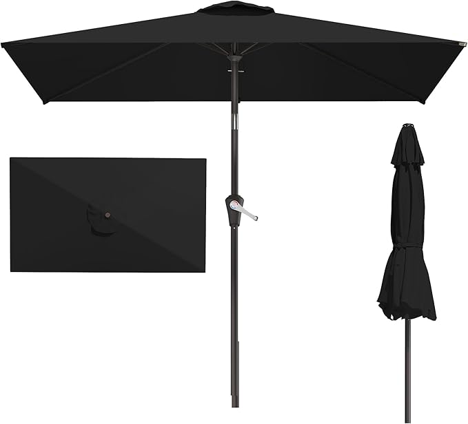 6.5' x 10' Rectangular Patio Umbrellas for Outdoor, Outdoor Table Umbrella