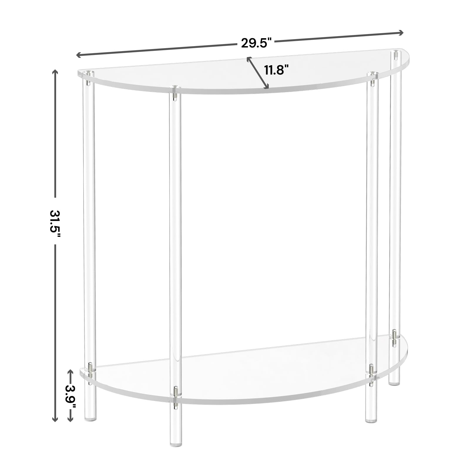 Half Moon Acrylic Console Table - 29.5" Clear Entryway Table