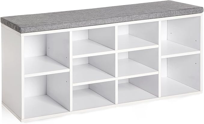 Shoe Storage Bench, Entryway Bench with Storage, 3-Tier Shoe Rack Bench 10 Cubbies